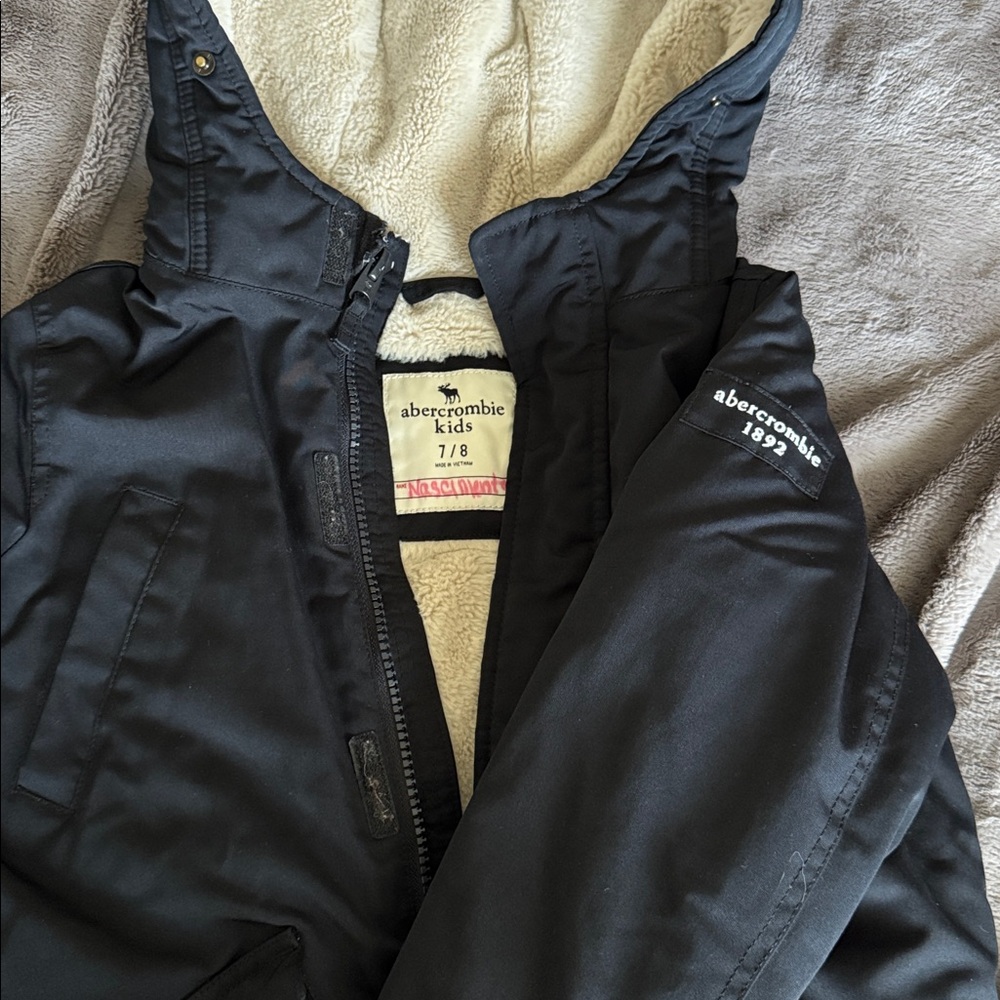 Abercrombie Kids navy blue Jacket with Cream Lining